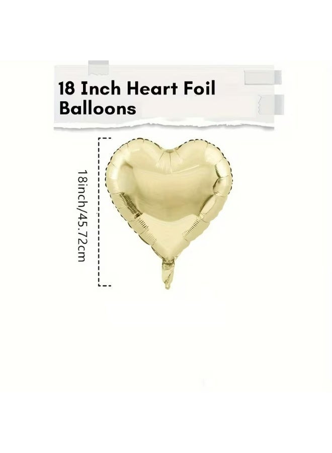 Kandid 10Pcs Valentine's 18-inch Heart-Shaped Aluminum Foil Balloons (White Golden) - Image 2
